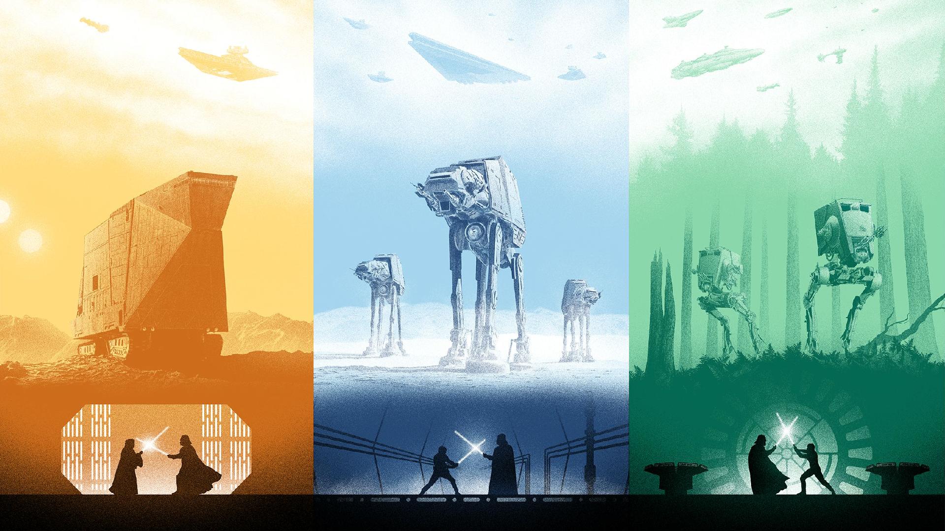 Star Wars Poster Illustration - HD Wallpaper 
