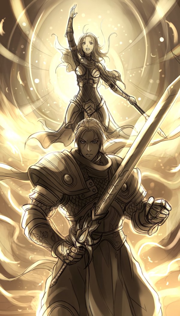 Garen & Lux By El-seluvia Hd Wallpaper Fan Art Artwork - League Of Legends Lux And Garen - HD Wallpaper 