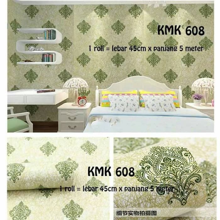 Grosir Wallpaper Sticker Roll - Dinding Batik Hijau - HD Wallpaper 