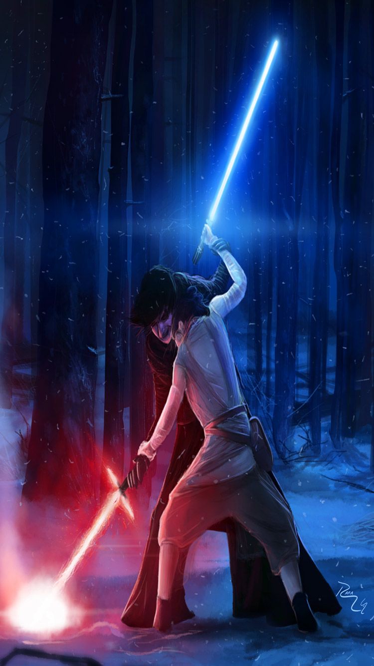 Star Wars Wallpaper Rey And Kylo Ren 750x1334 Wallpaper Teahub Io