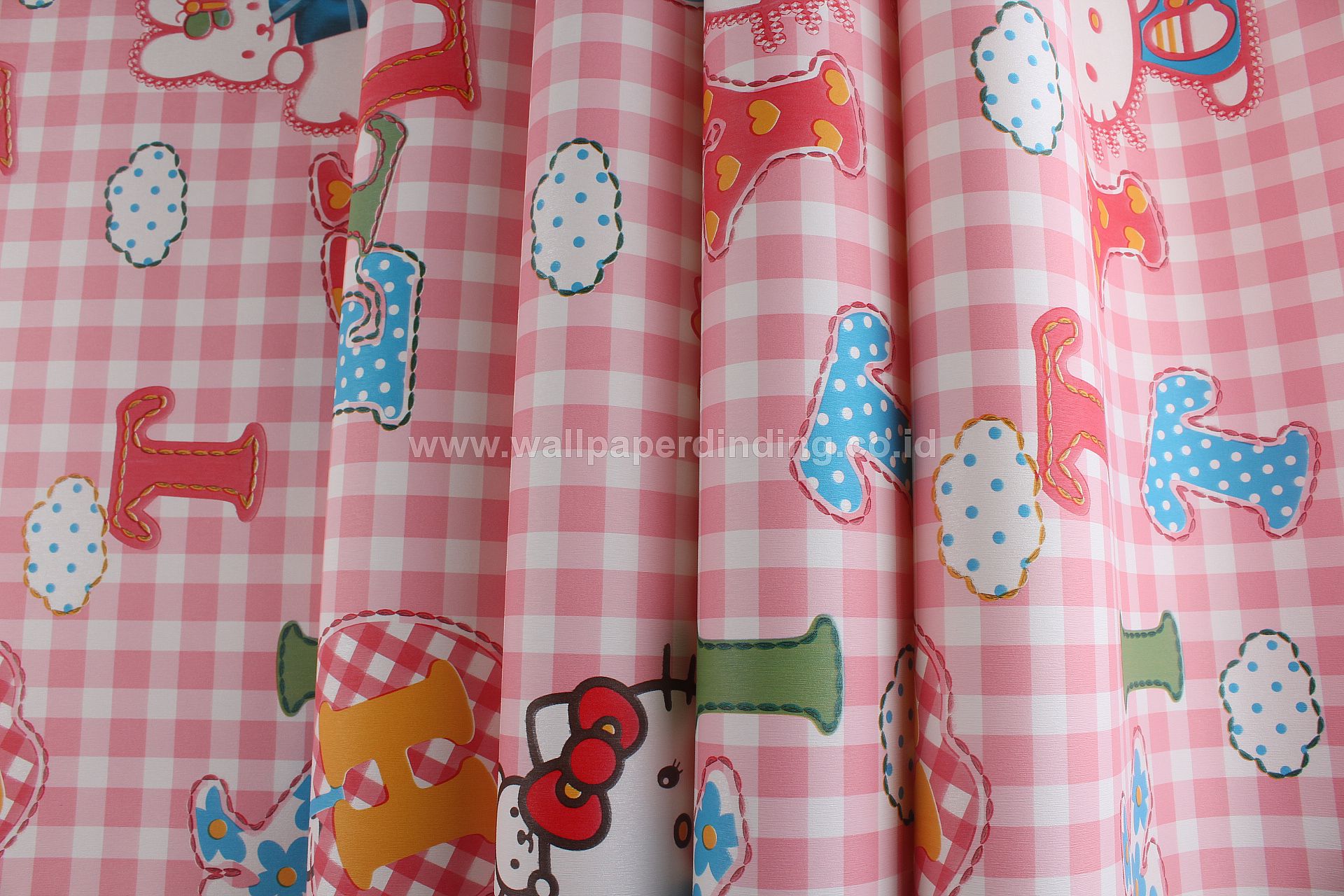 Wallpaper Dinding Anak Hello Kitty Pink Yr 4417 - Patchwork - HD Wallpaper 
