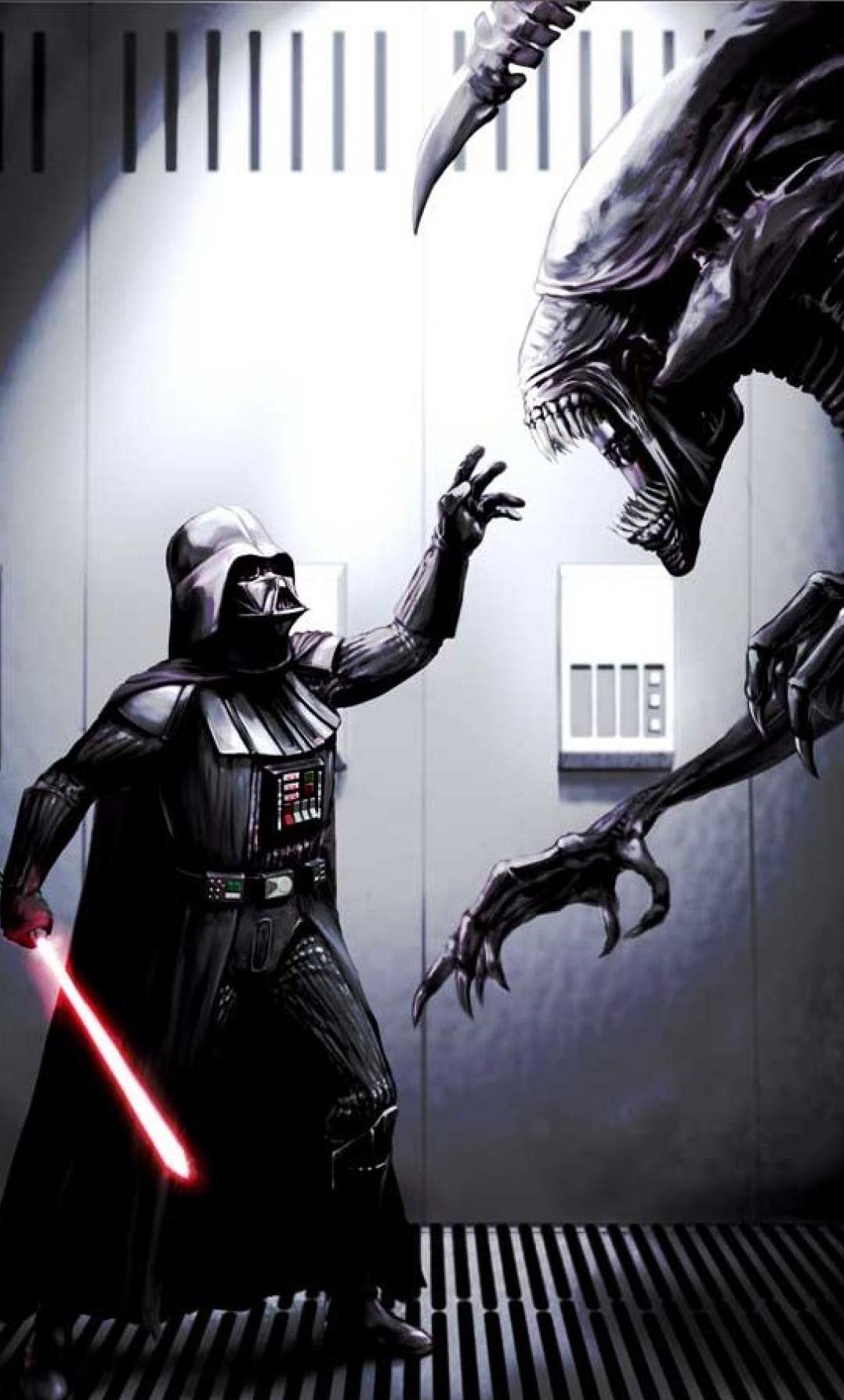 Darth Vader Vs Alien - HD Wallpaper 