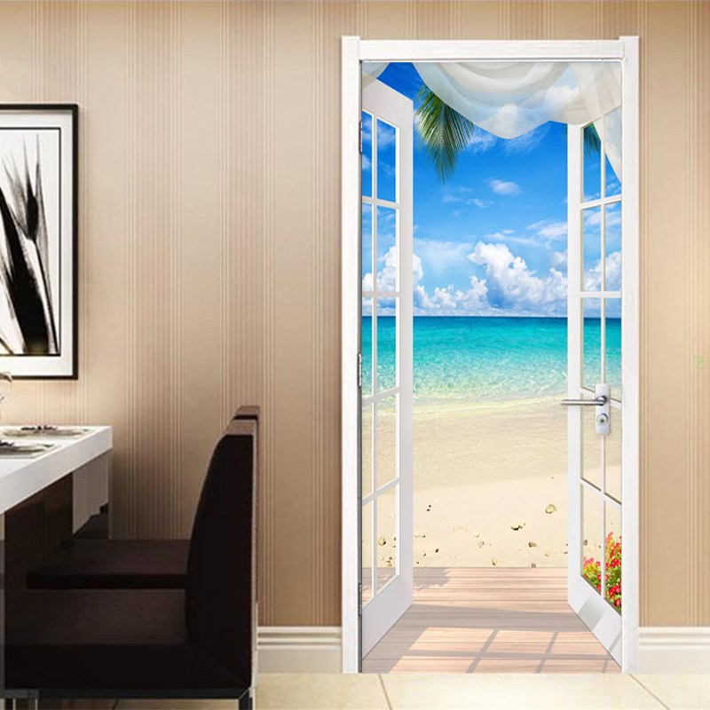3 D Wallpaper For Bedroom Window Beach - HD Wallpaper 