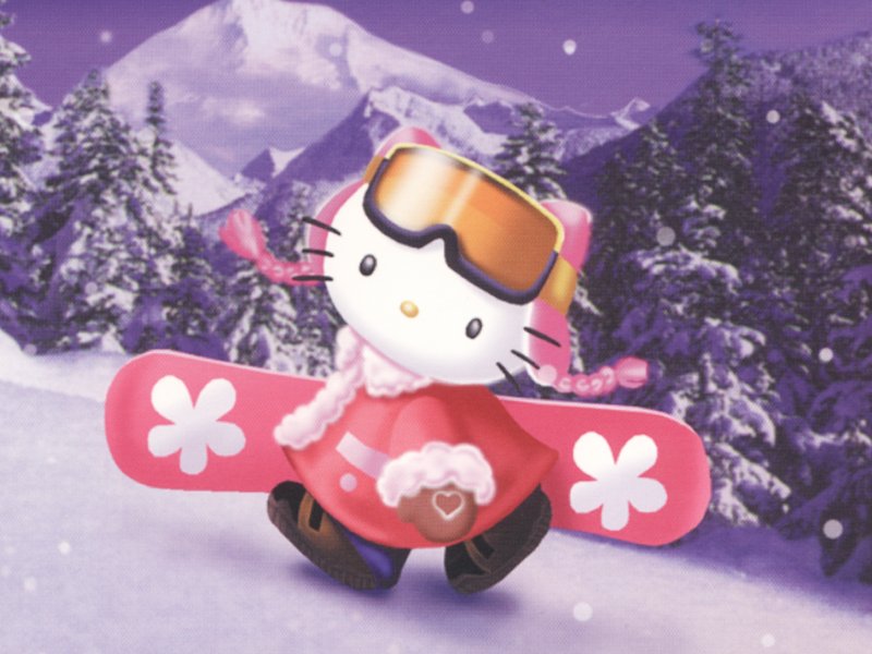 Cute Hello Kitty Background Winter - HD Wallpaper 