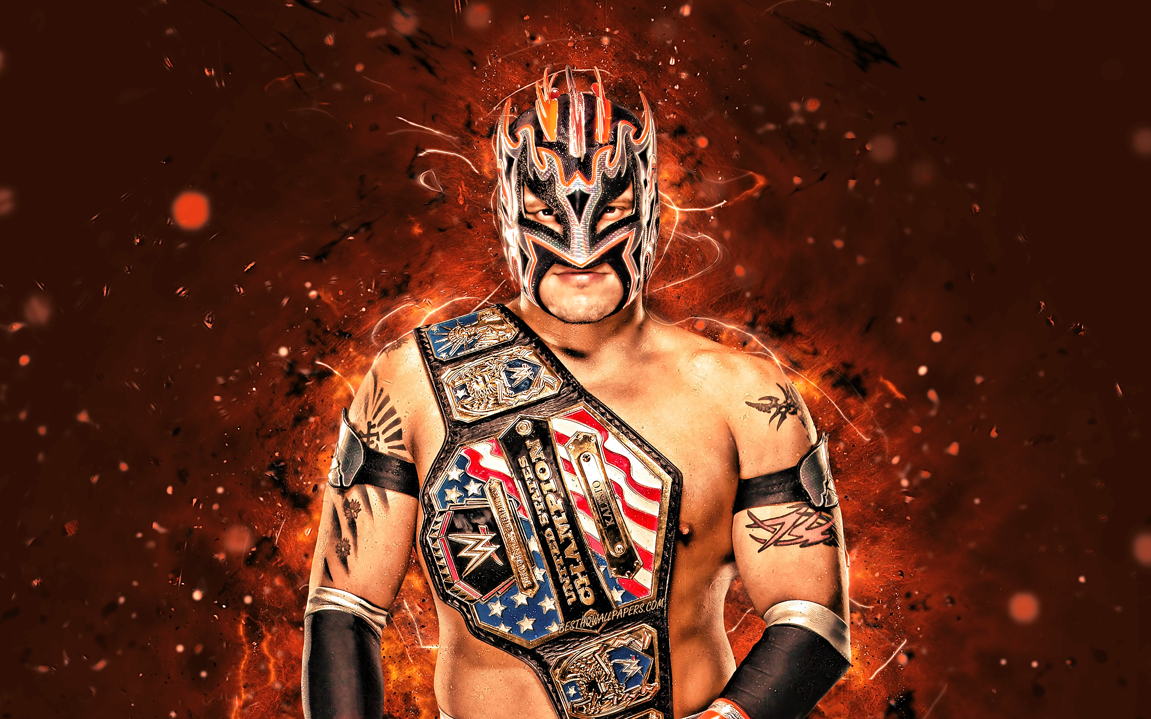 Kalisto, 4k, American Wrestlers, Wwe, Wrestling, Neon - Fondo De Pantalla Lucha Libre - HD Wallpaper 