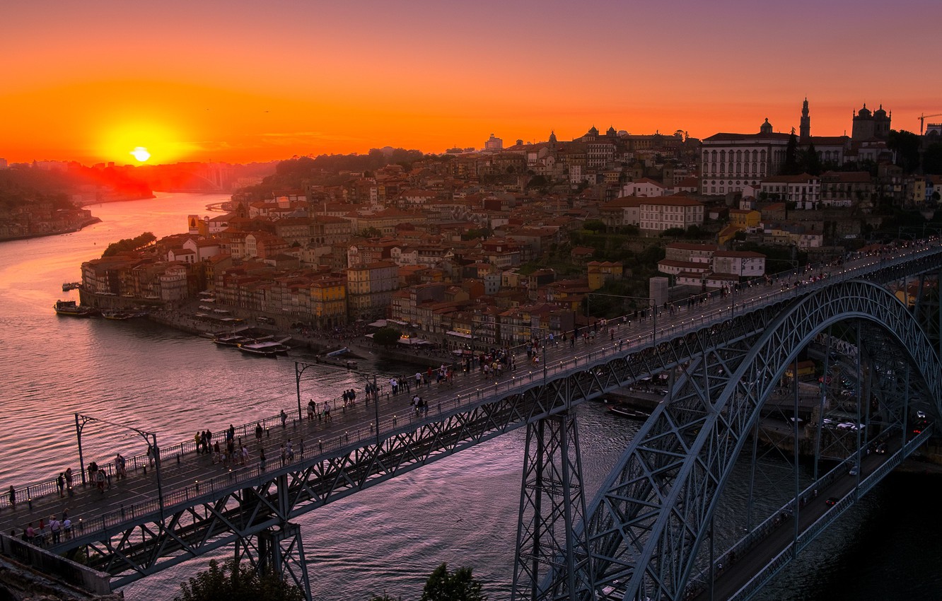 Photo Wallpaper The City, Sunset, Porto - Porto - HD Wallpaper 