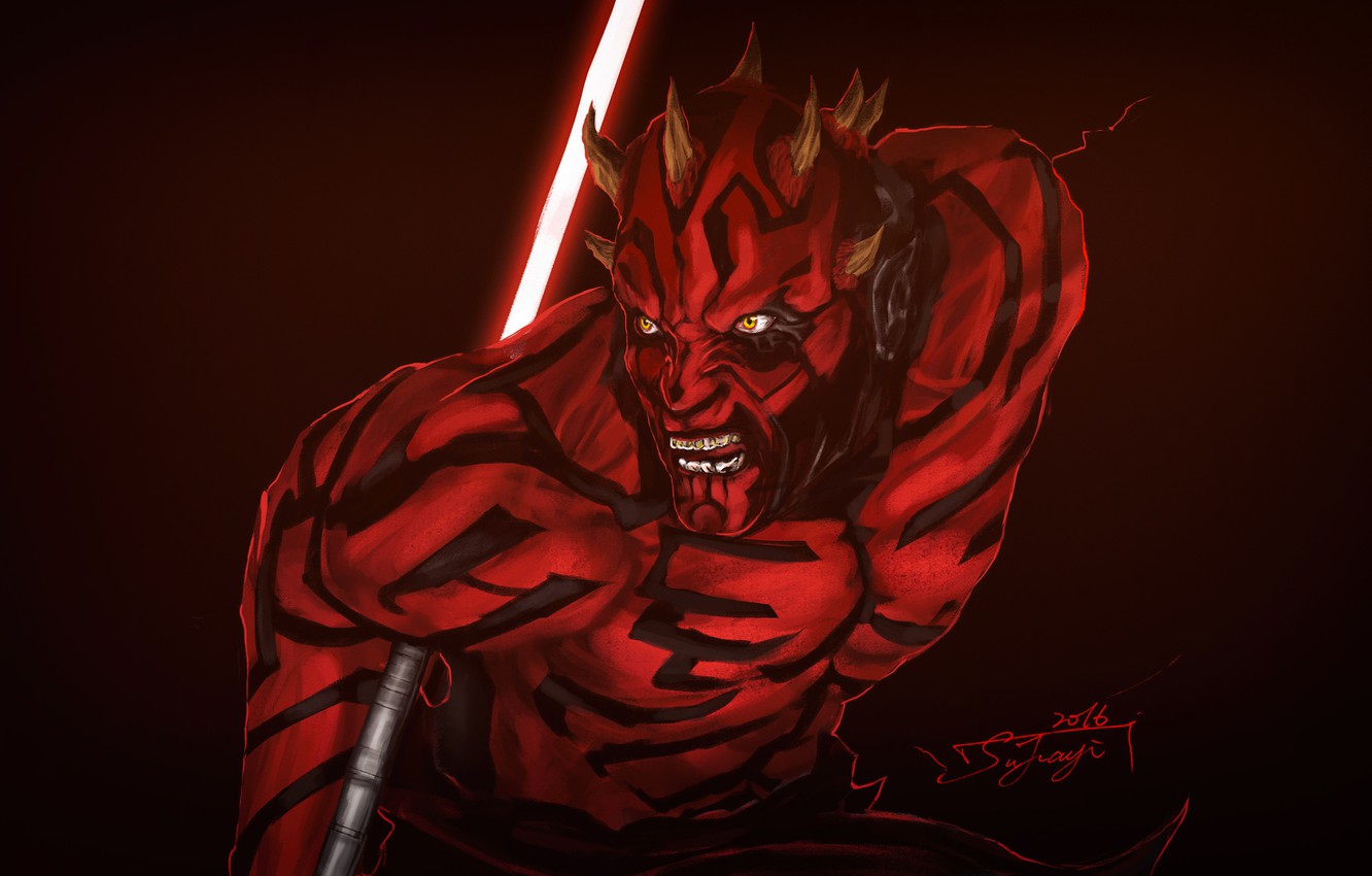 Photo Wallpaper Figure, Star Wars, Dark, Sword, Darth - Darth Maul Fan Art - HD Wallpaper 