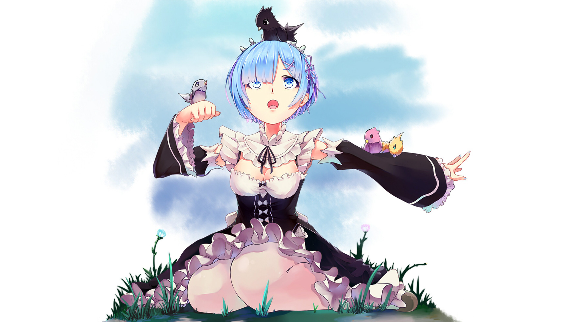 Rem And Birds, Re - Re Zero - HD Wallpaper 