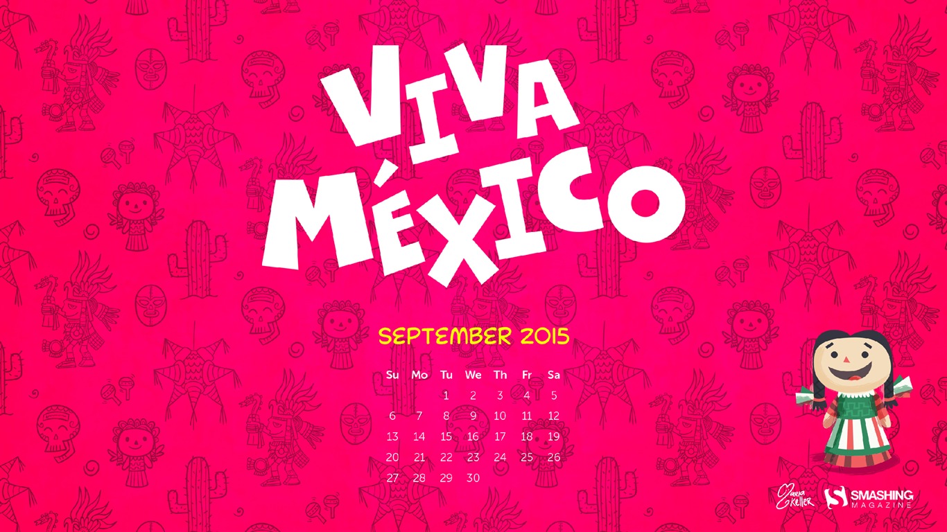 Viva Mexico-september 2015 Calendar Wallpaper2015 - Fondos De Pantalla Viva Mexico - HD Wallpaper 