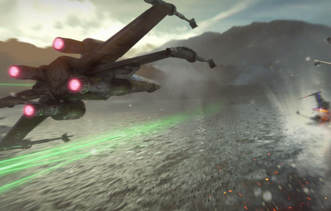 Photo Wallpaper Star Wars, Starfighter, X-wing, The - X Wings The Force Awakens - HD Wallpaper 