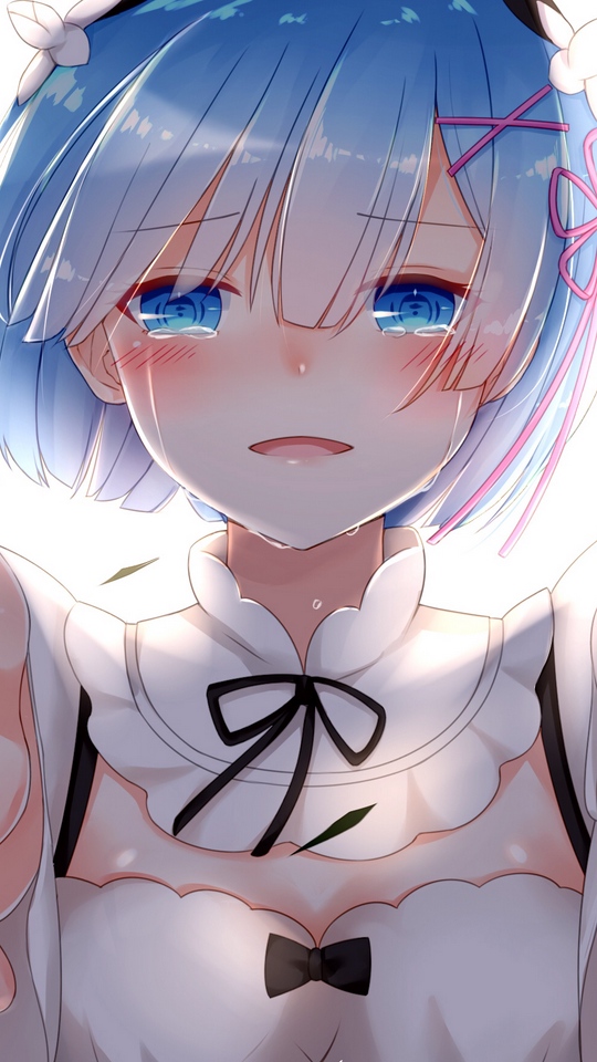 Wallpaper Re Zero, Rem, Anime Girl, Art, Hand, Blue-eyed - HD Wallpaper 