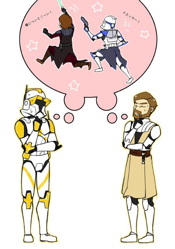 Anime, Pixiv Id 10185, Star Wars, Obi Wan Kenobi, Anakin - Star Wars Clone Wars Fan Art - HD Wallpaper 