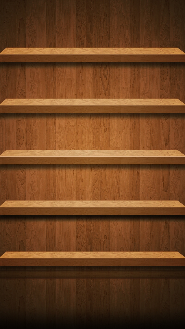Iphone 5 Shelves Wallpaper - Hd Iphone Wooden Shelves - HD Wallpaper 
