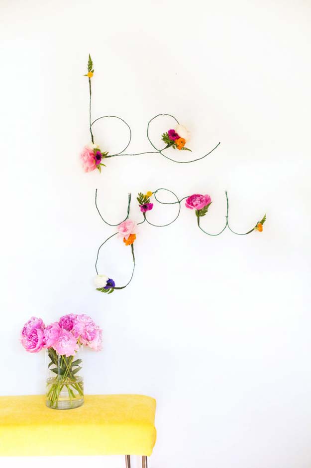 Diy Wall Art Ideas For Teen Rooms - Diy Floral Wire Words - HD Wallpaper 