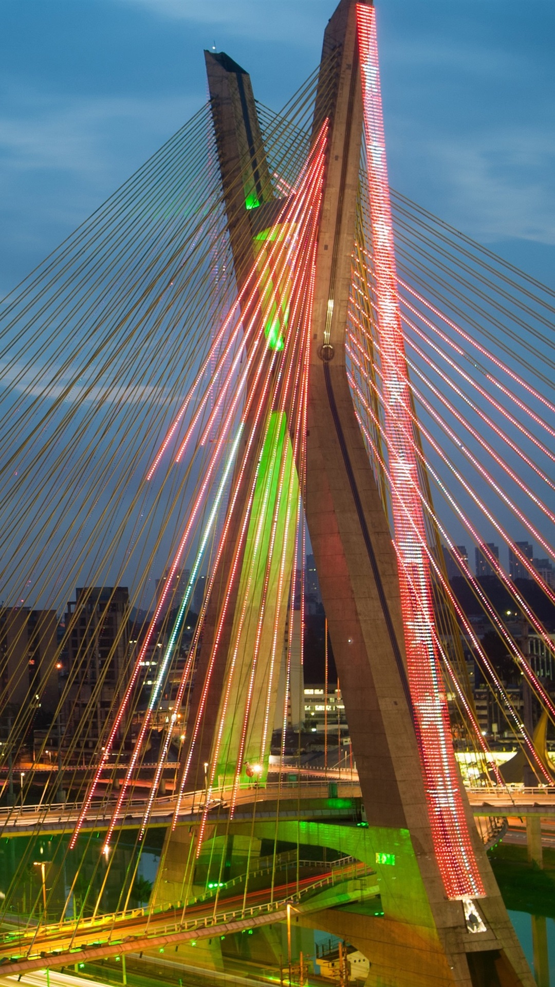 Iphone Wallpaper Brazil, Sao Paulo, Chain Bridge, River, - Night Sao Paulo Brazil - HD Wallpaper 