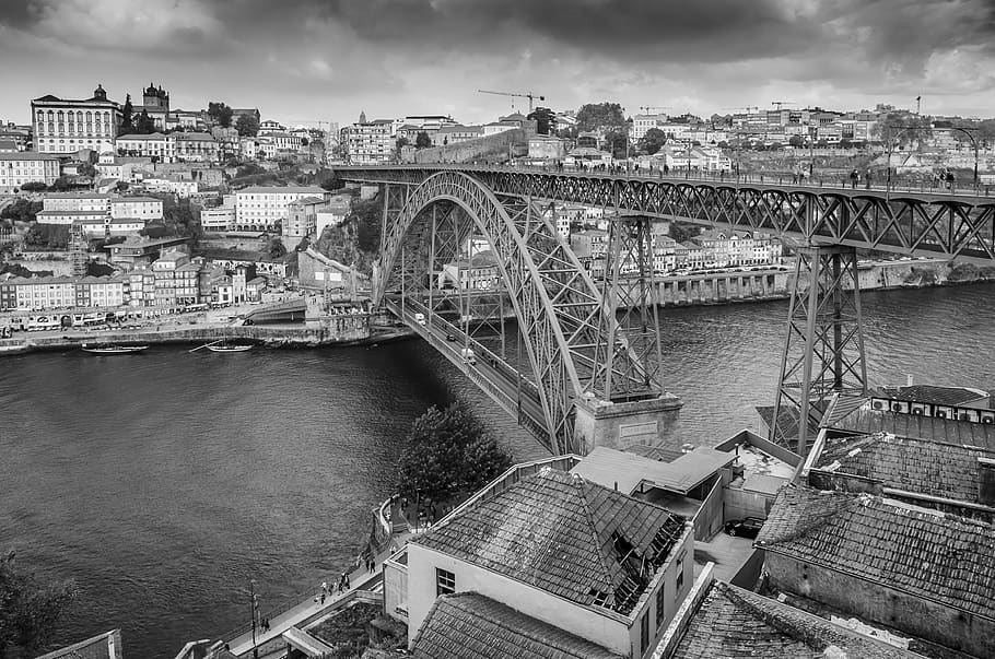 Porto, Portugal, Dom Luis Bridge In Porto, Iron, Black - Arch Bridge - HD Wallpaper 