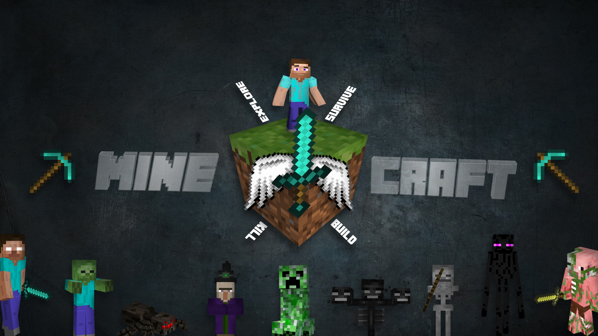 Steve Herobrine Steve Wallpaper Minecraft - HD Wallpaper 