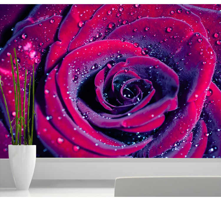 Custom Photo Wallpaper Red Rose 3d Wallpaper Flowers - Purple And Red Rose - HD Wallpaper 