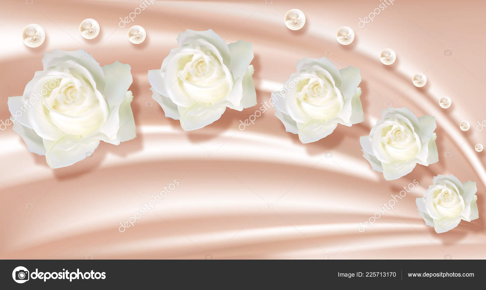 Rose Gold Water Droplet Pearls Silk Shutterstock 3d - HD Wallpaper 