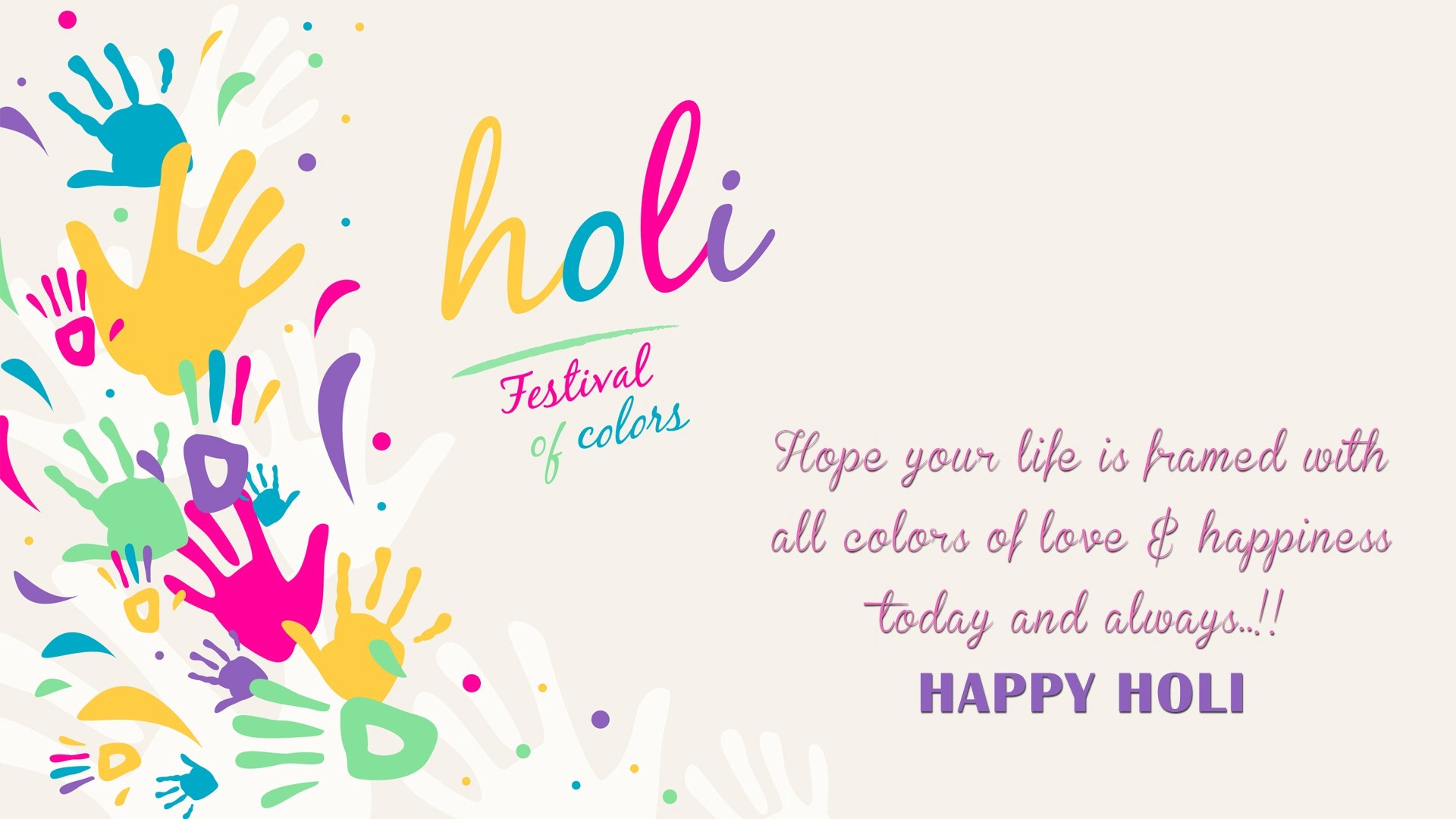 Holi Festival Of Colors Greetings Message Hd Wallpaper - Happy Holi High  Resolution - 1920x1080 Wallpaper 