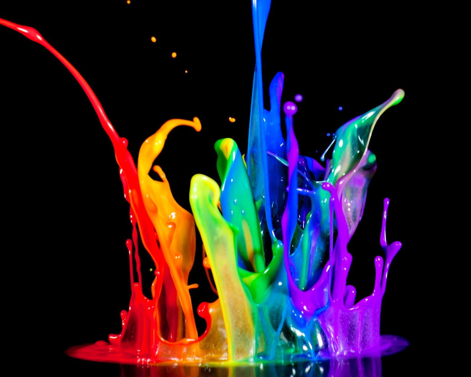 Black Background With Colorful Paint - HD Wallpaper 