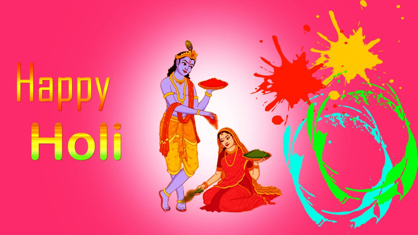 Radha Krishna Holi Hd - HD Wallpaper 