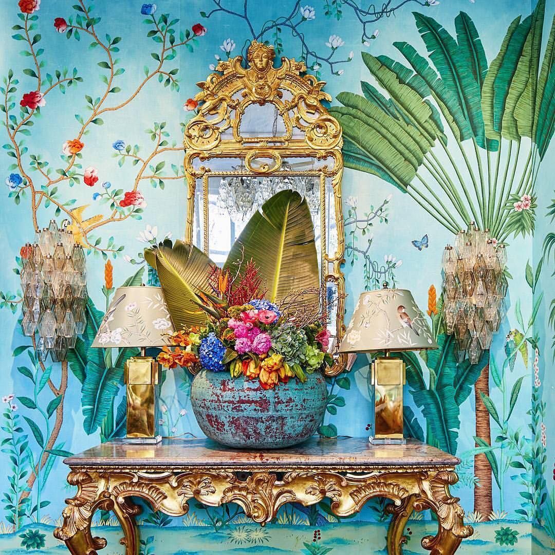 Aquazzura And De Gournay Blue - HD Wallpaper 
