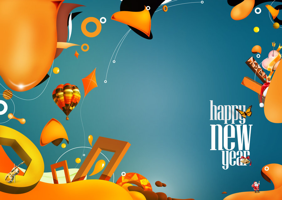 A Great, Orange Greeting For The New Year - New Year Wish Template - HD Wallpaper 