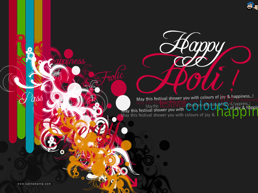 Holi Wallpaper - Happy Holi In Black Background - HD Wallpaper 