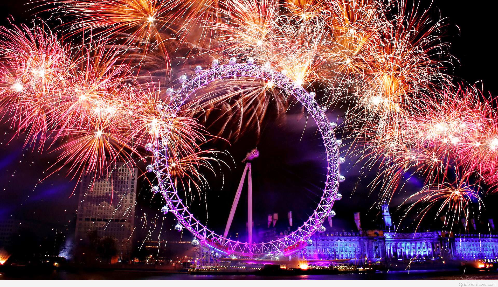 New Year London Fireworks 2014 Wallpaper - Happy New Year London Eye - HD Wallpaper 