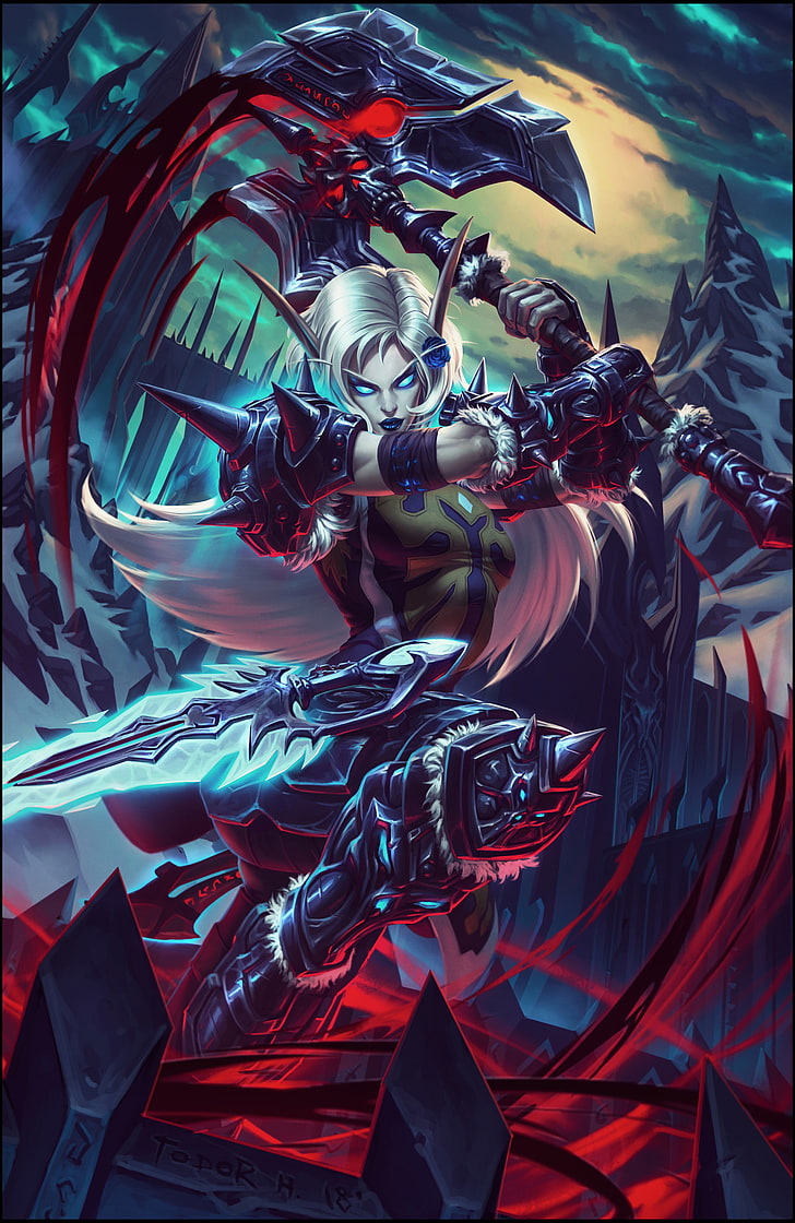 Digital Art, Artwork, Portrait Display, Women, Video - Wow Death Knight Art - HD Wallpaper 