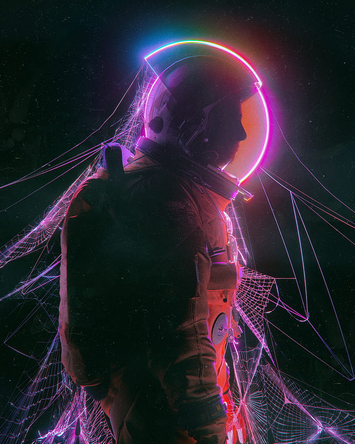 Beeple, Digital, Astronaut, Neon, Lights, Hd Wallpaper - HD Wallpaper 