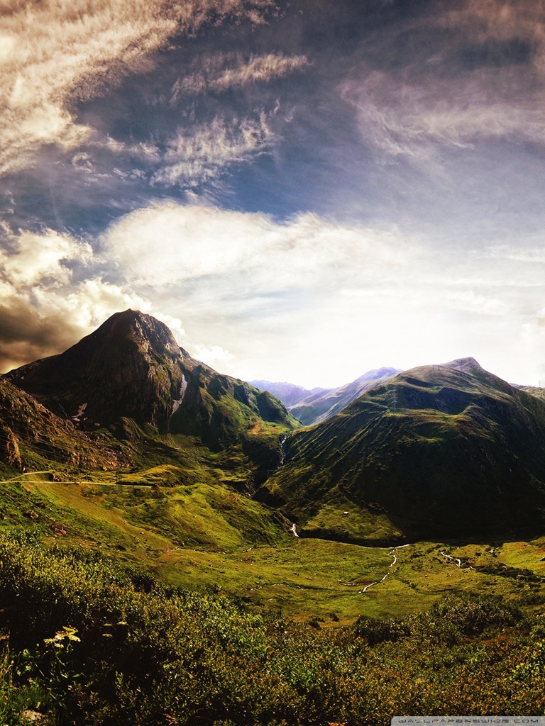 2 Mountains Scenery - HD Wallpaper 