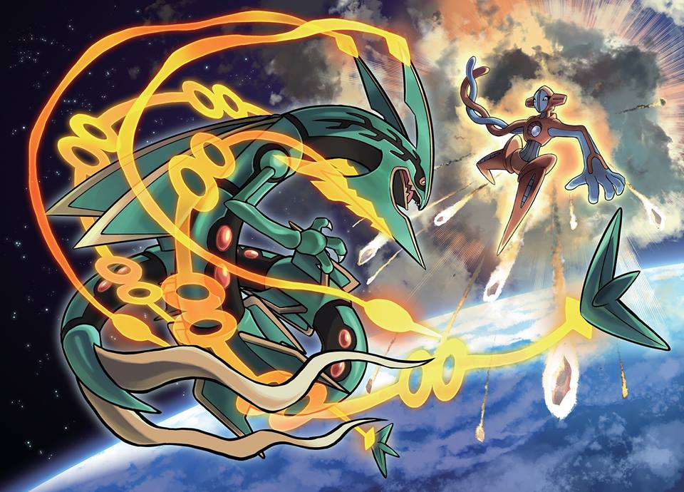 Mega Rayquaza And Deoxis - Mega Rayquaza Vs Deoxys - HD Wallpaper 