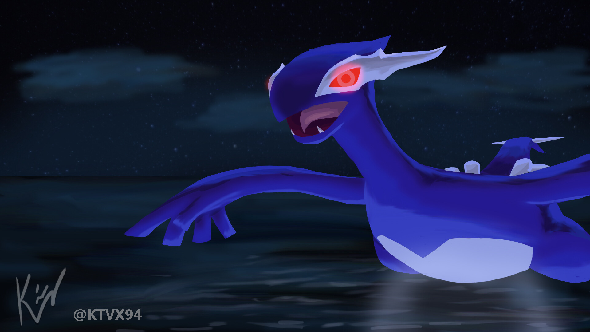 Shadow Lugia Fanart - HD Wallpaper 