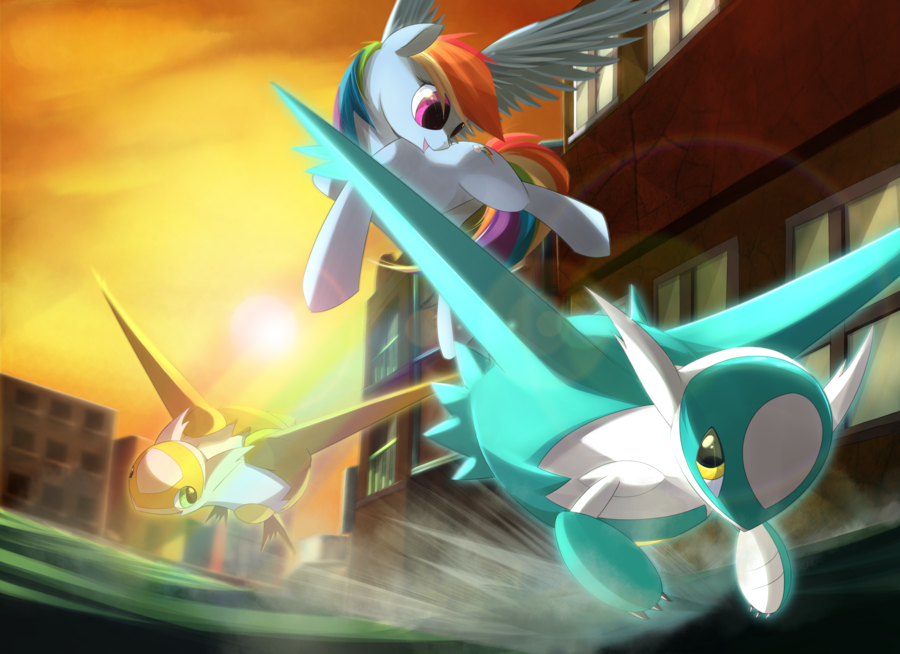 Rainbow Dash Rarity Pinkie Pie Brock Latias Anime Technology - Latias And Latios Mlp - HD Wallpaper 