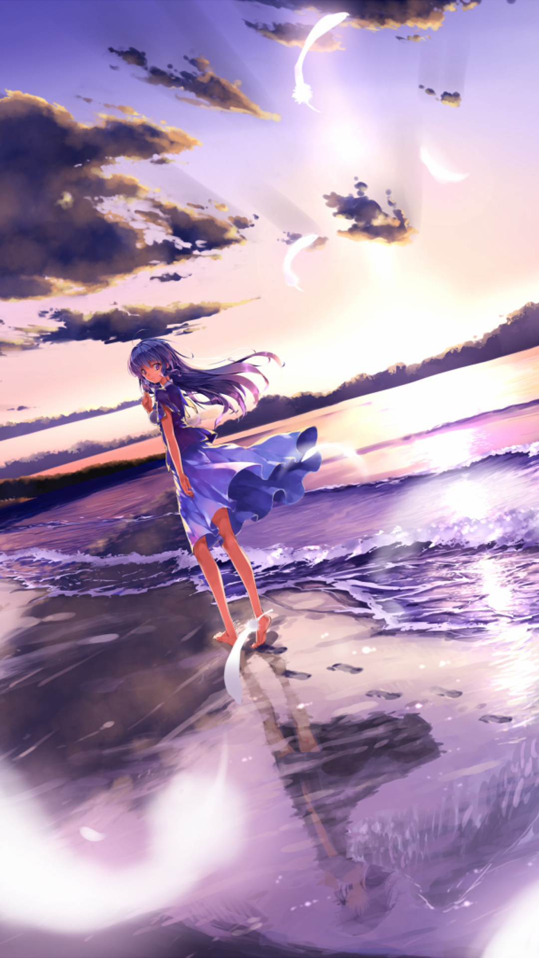 Anime Girl On Beach - Anime Girl Phone Background - HD Wallpaper 