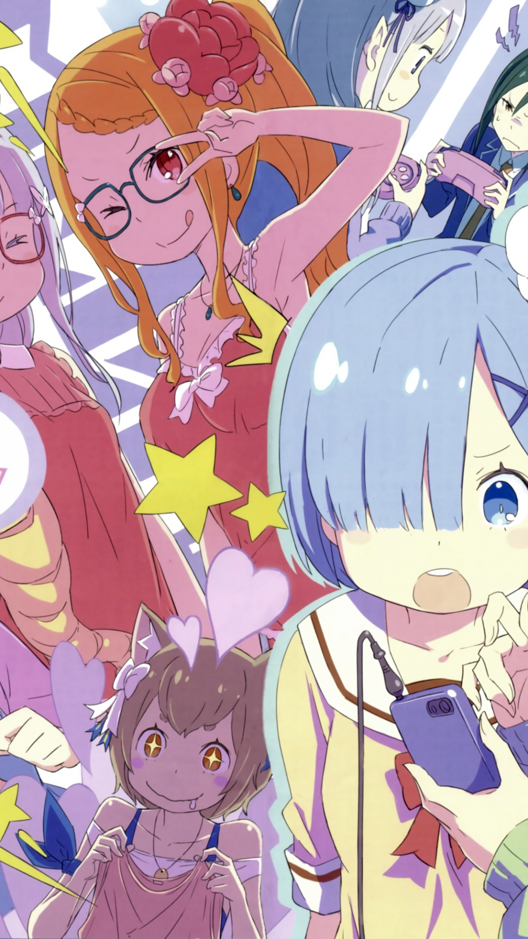 Zero Kara Hajimeru Isekai Seikatsu, Emilia, Rem, Pack - Re Zero High School - HD Wallpaper 