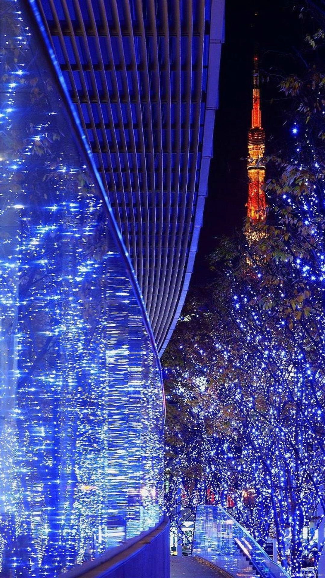 Fantasy Night Christmas Holiday Wallpapers Hd - Blue Christmas Lights Gif - HD Wallpaper 