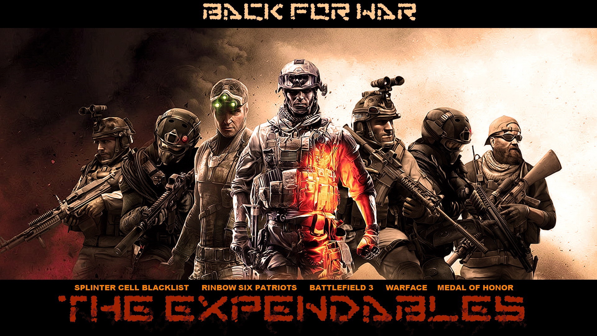 Wallpaper Main Characters Splinter Cell Battlefield - Expendables Video Game Version - HD Wallpaper 