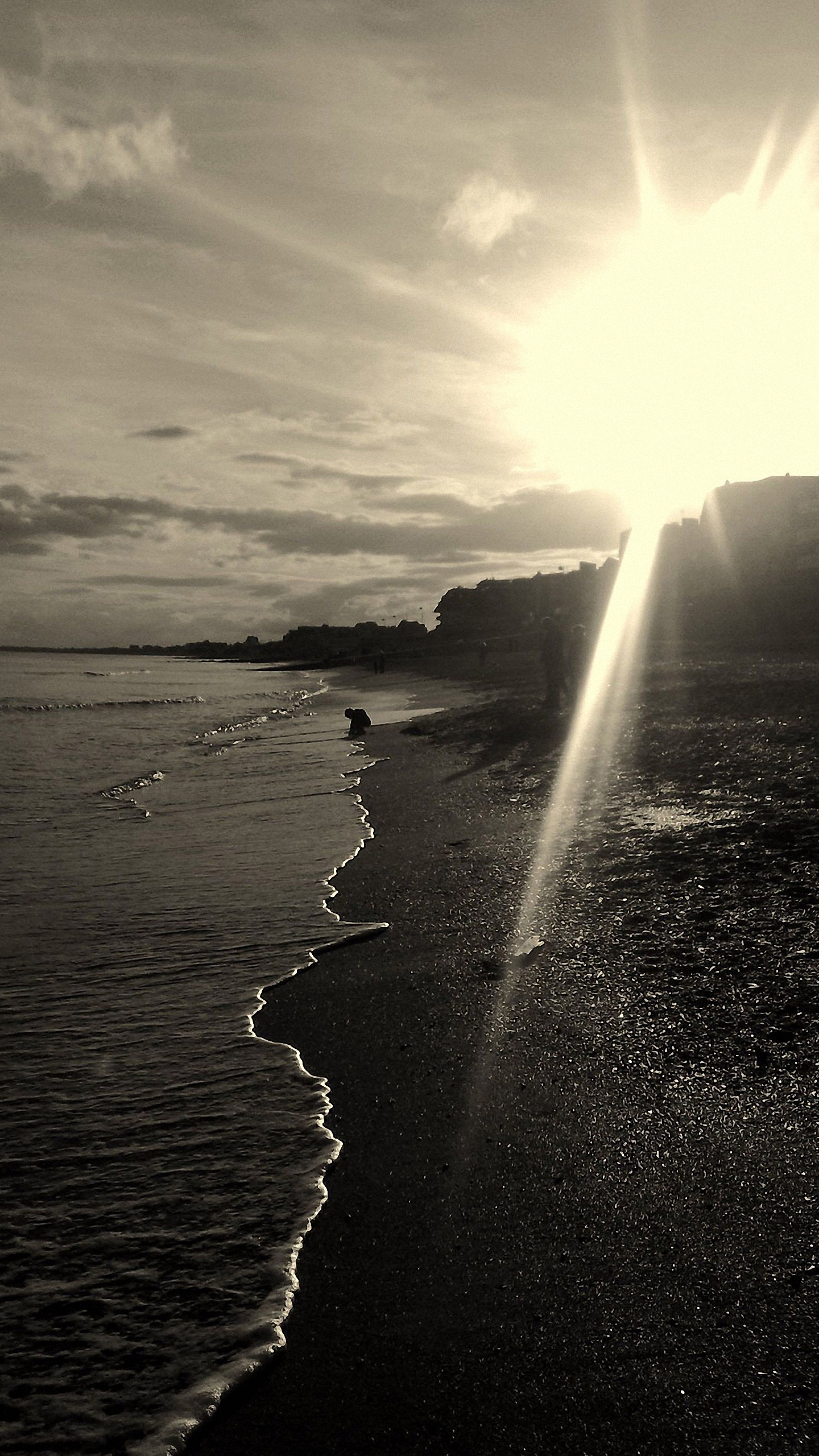 Hd Bright Sunset Of Beach Sea Galaxy Note4 5 Wallpapers モノクロ 壁紙 Iphone 海 1440x2560 Wallpaper Teahub Io