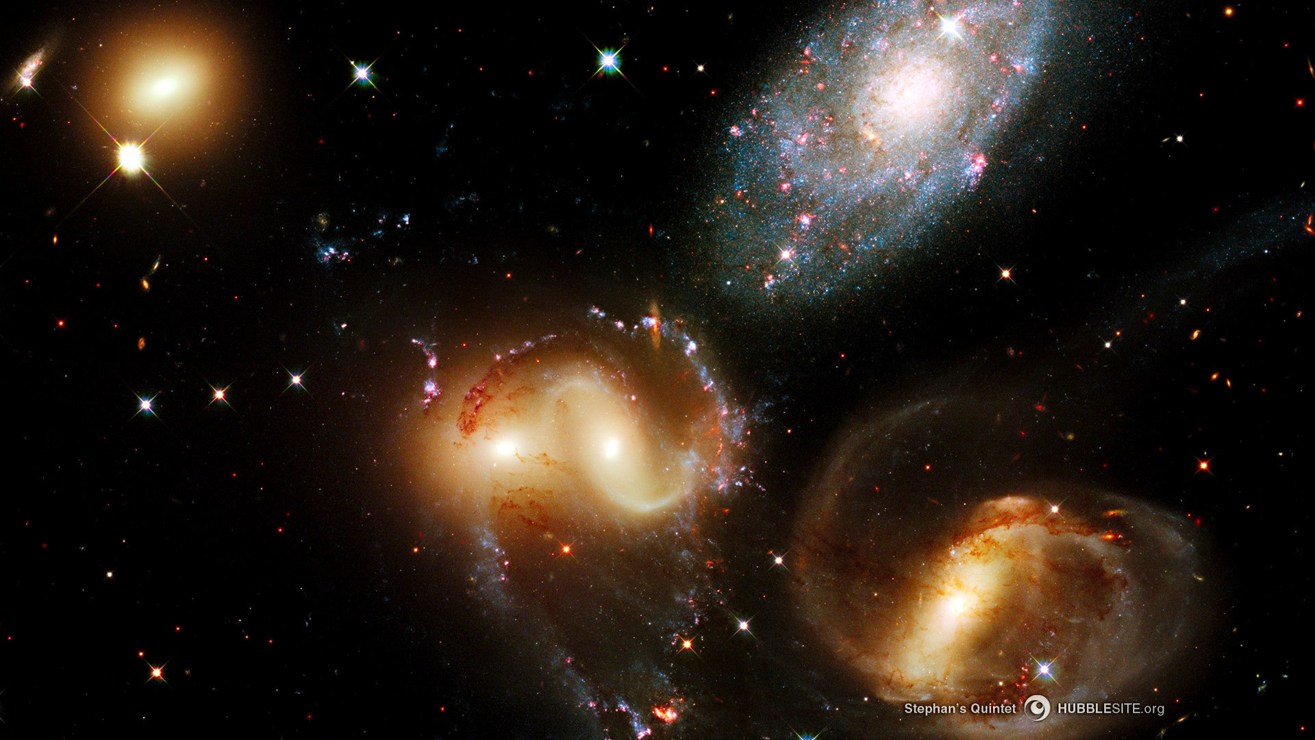 Download Full Hd Galaxy Pc Wallpaper Id - Stephan's Quintet Galaxies - HD Wallpaper 