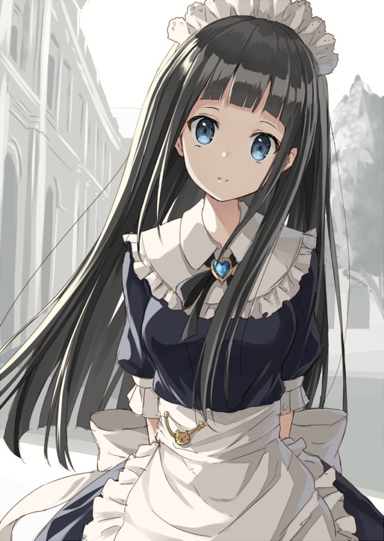 Anime Girl Maid Black Hair - HD Wallpaper 