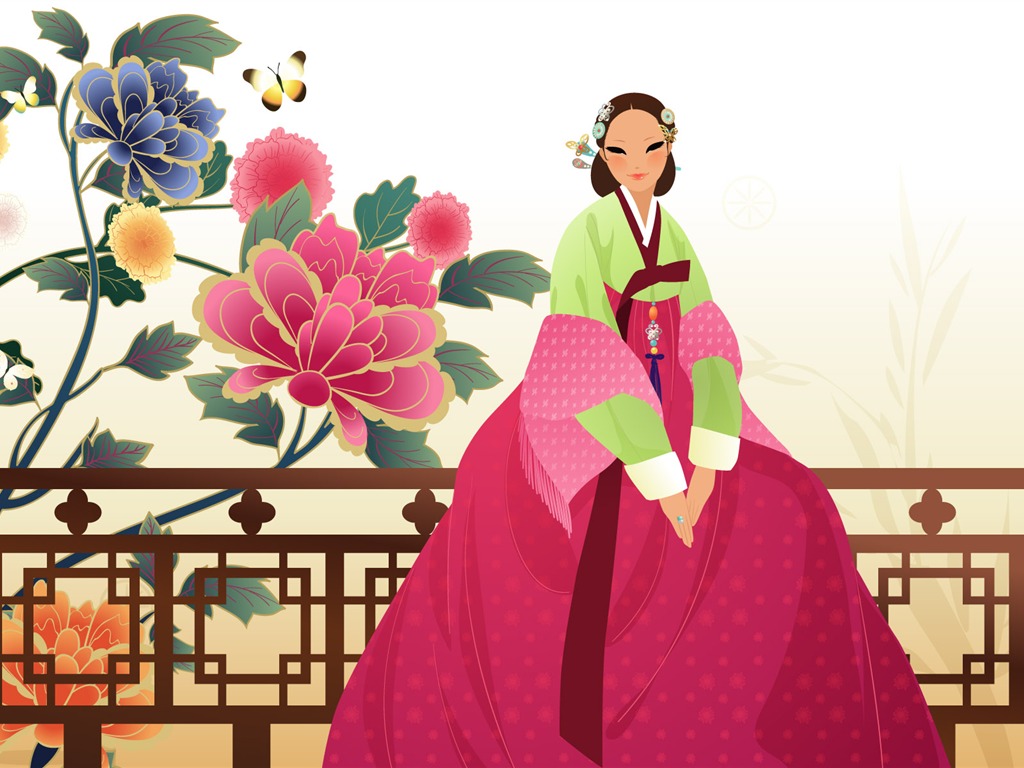 Vector Wallpaper Of Korean Women - วัฒนธรรม เกาหลีใต้ - HD Wallpaper 