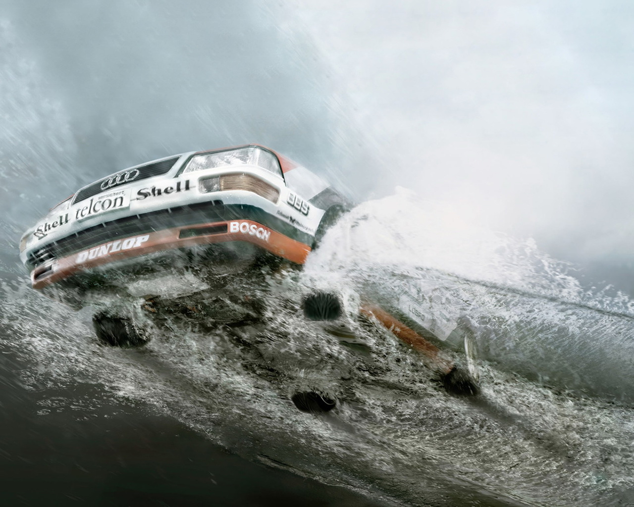 Desktop Background - Audi Quattro On Water - HD Wallpaper 