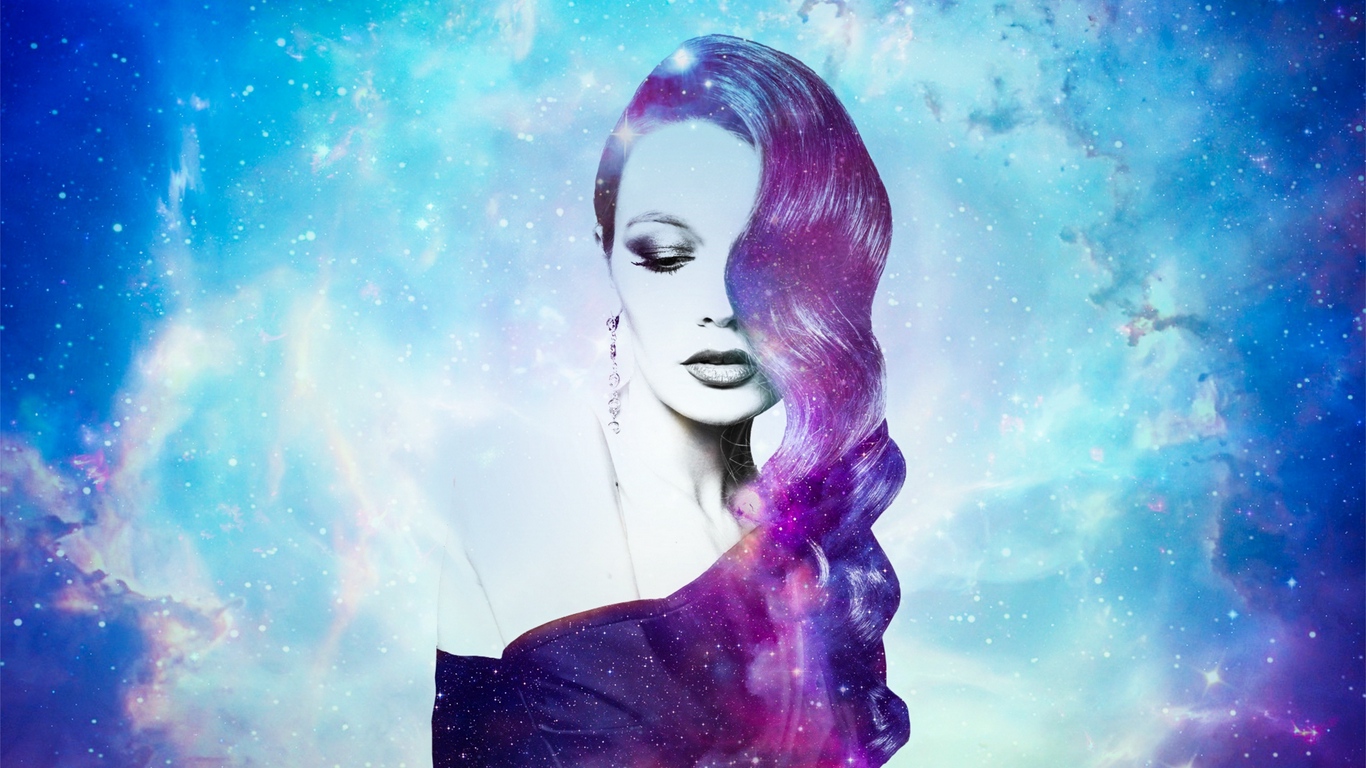 Wallpaper Girl, Space, Photomanipulation, Galaxy - Hd Galaxy Girl Wallpaper For Pc - HD Wallpaper 