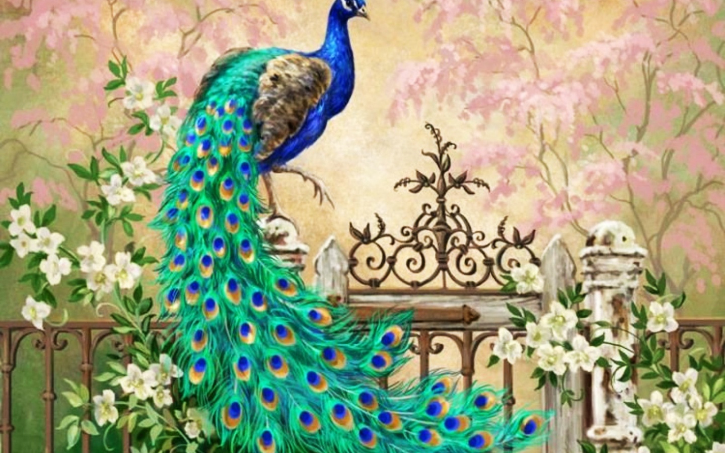 Pretty Peacock Garden Gate Desktop Pc And Mac Wallpaper - Peacock Images Hd Download - HD Wallpaper 