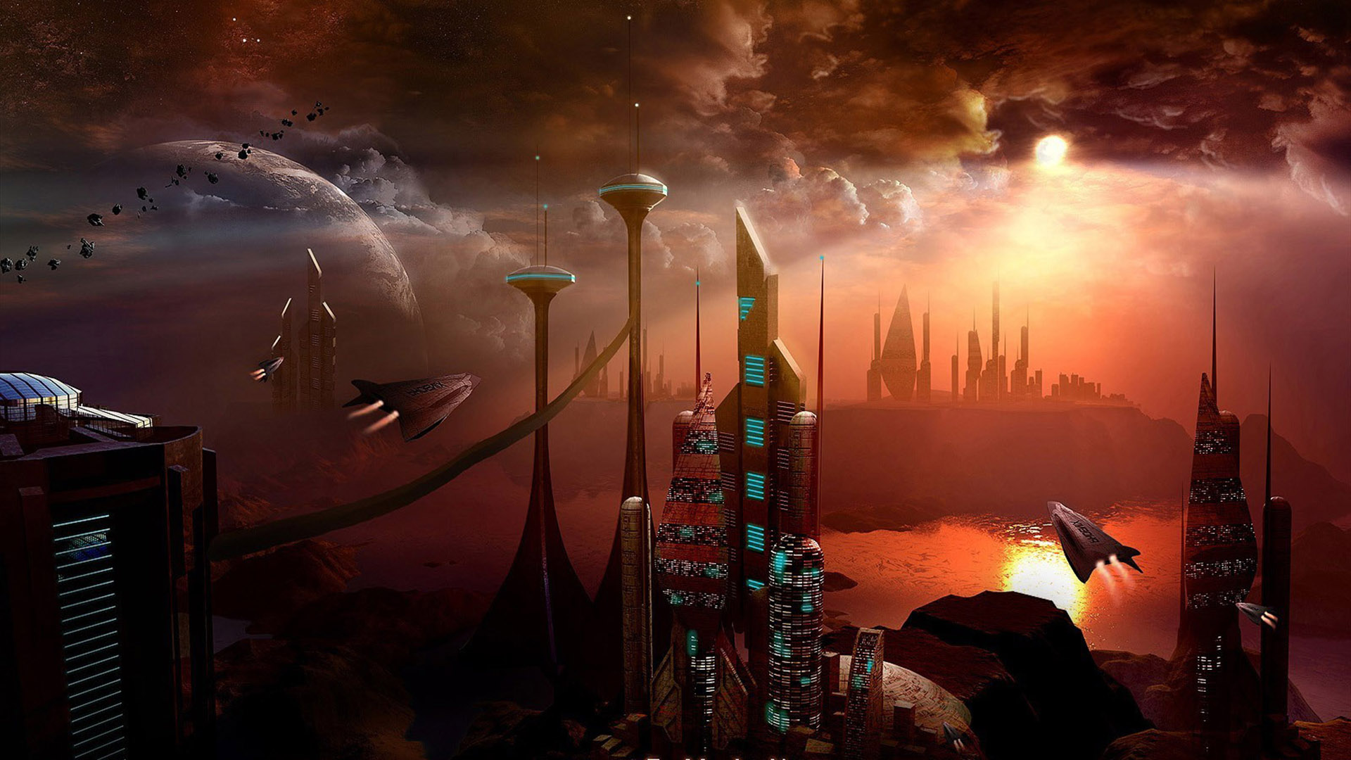 Beautiful Fantasy Future Space Desktop Wallpaper - Alien Battle Fought Over Germany - HD Wallpaper 