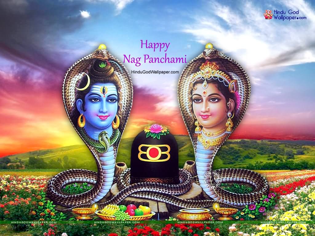 Happy Nag Panchami Lord Shiva And Parvati Picture - Nag Panchami Image Download - HD Wallpaper 