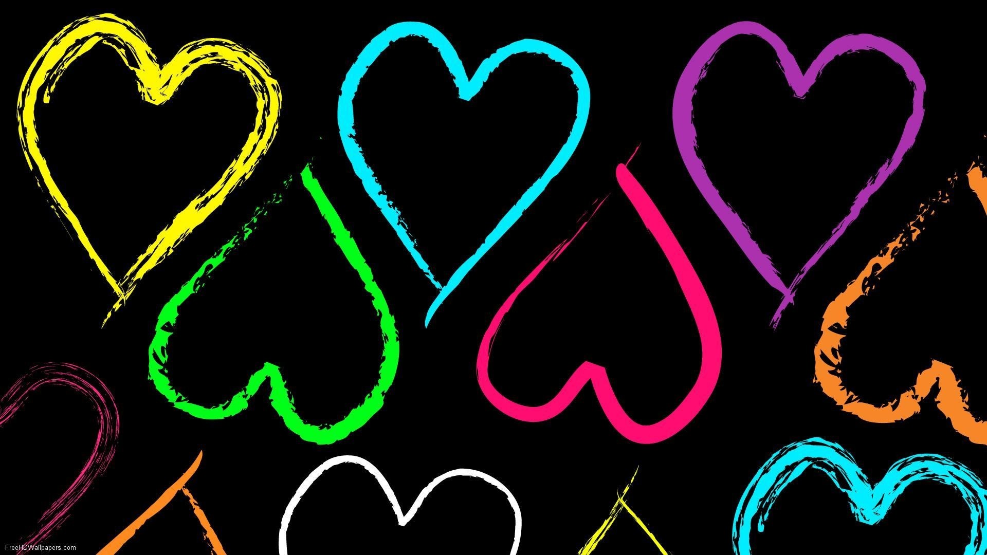 Wallpapers Backgrounds - Colorful Heart - HD Wallpaper 